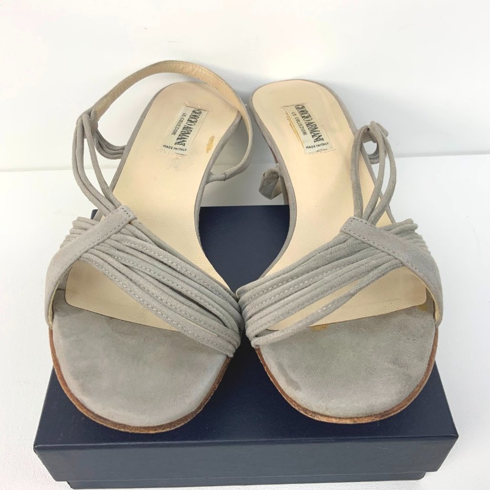 Vintage Giorgio Armani Gray Suede Strappy sandals Heels  Sz 39 (8) - Picture 16 of 16